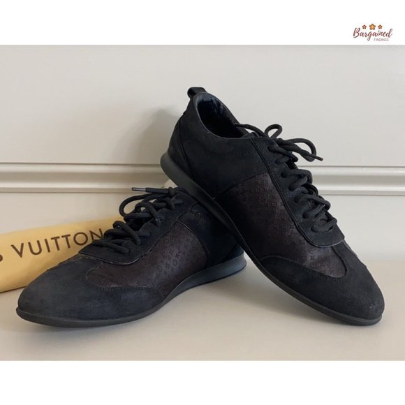 Authentic Louis Vuitton Black Monogram Laminated Suede Low Top Sneakers 38.5/8.5 - Picture 3 of 13